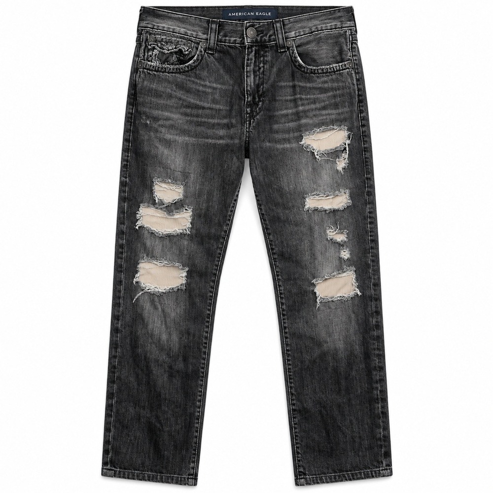 True Religion Ricky Super T Jeans Men's 38 Gray Distressed Y2K Relaxed Straight
